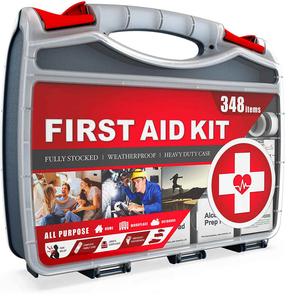 2-in-1Heavy-Duty Dual-Sided Hardcase First Aid Kit Ngandung 348 Piece First Aid Kit