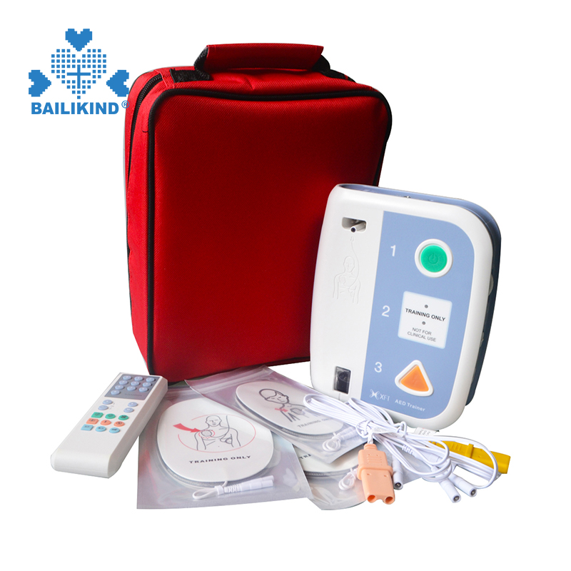 Kumaha ngagunakeun Pelatih AED Otomatis Defibrillator Eksternal Ngajar Pelatihan Pertolongan Pertama Pikeun Alat Pajar Bilingual Sakola CPR