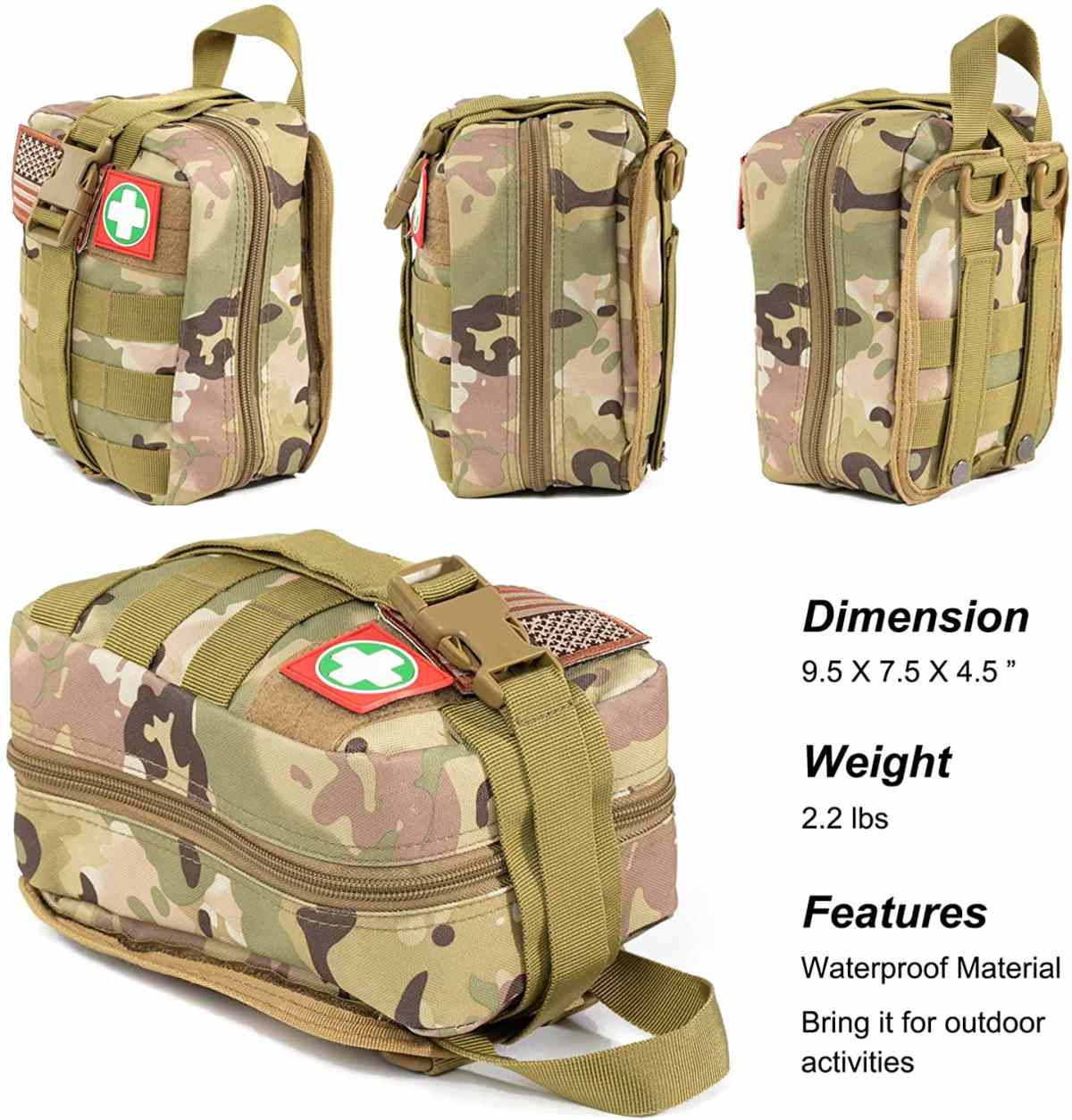 Camo Multi-Tujuan Bantuan Kahiji Survival Gear pikeun kémping