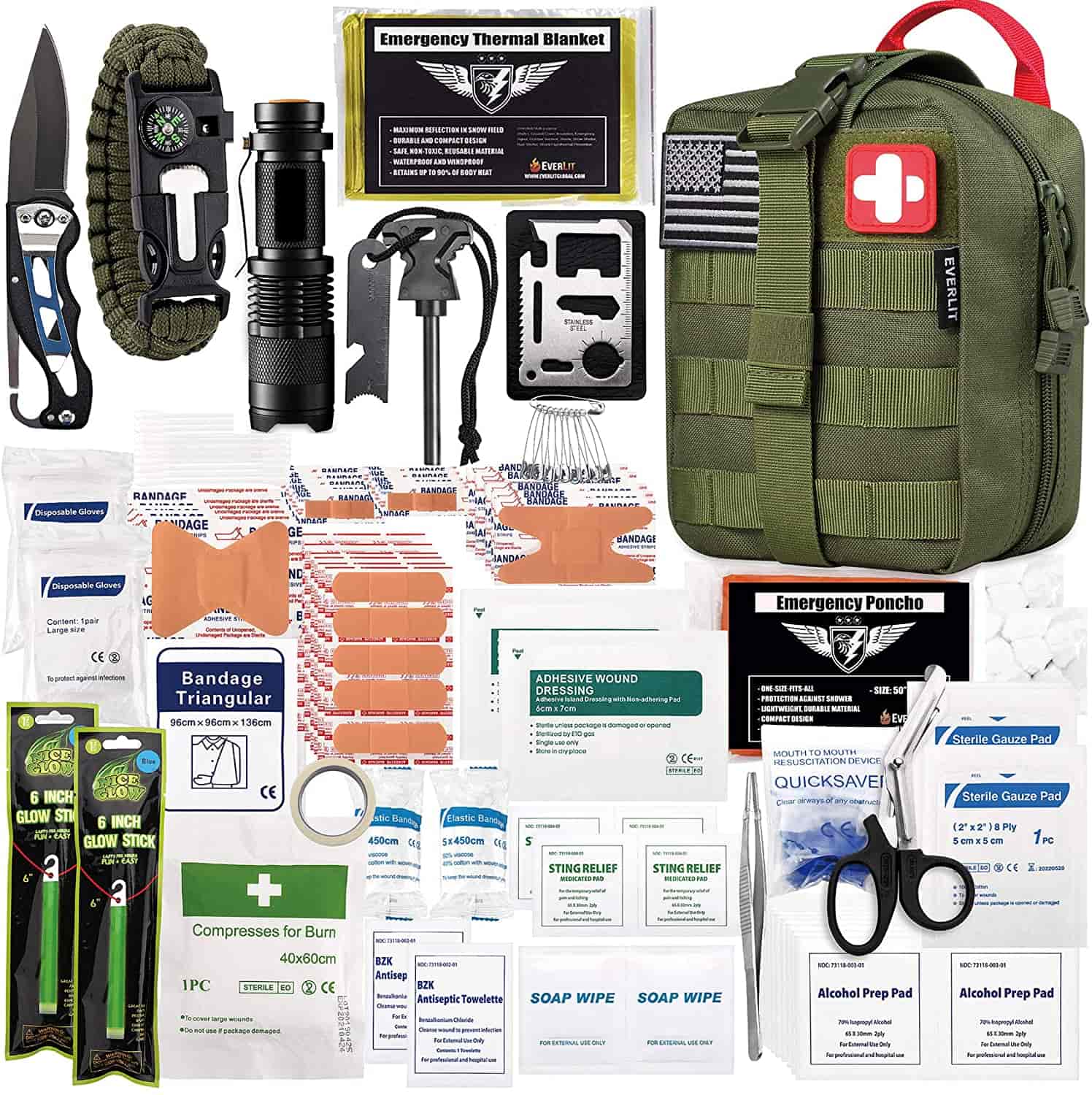 Kit Bantuan Munggaran Green Survival Ngandung Ngandung 250 Piece Kit Bantuan Munggaran